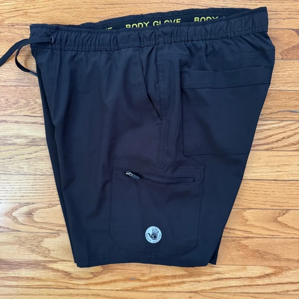 Body Glove Black Swim Trunks L/34 Mesh Lined Quick Dry‎ Boardshorts